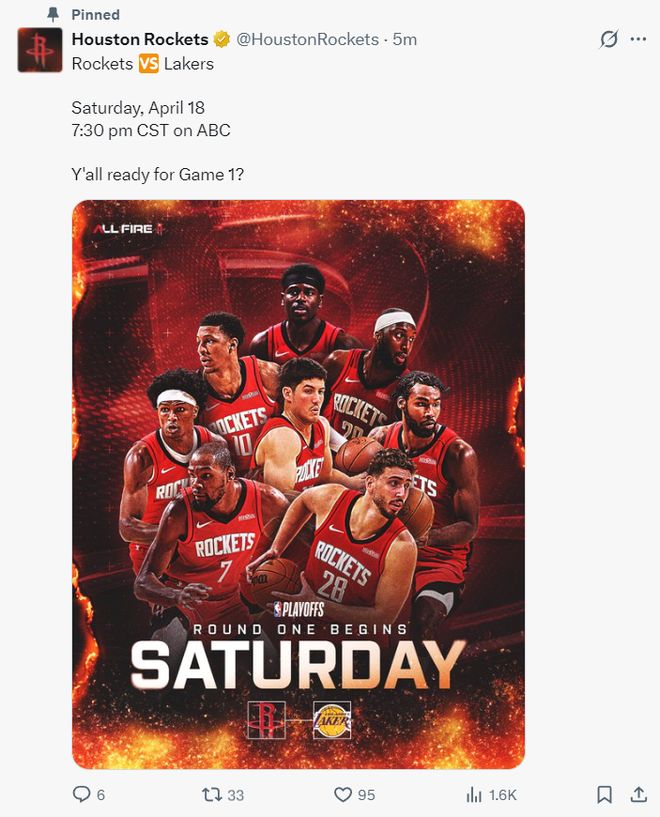 湖人VS火箭季后赛首轮引爆关注 勒布朗杜兰特巅